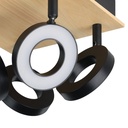 Eglo Rieveles spot 4x4,2W hout/zwart