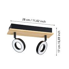 Eglo Rieveles opbouwspot 2x4,2W hout/zwart