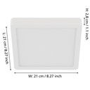 Eglo Fueva 5 LED opbouwarmatuur 210x210mm wit dimbaar IP44 2000lm 3000K