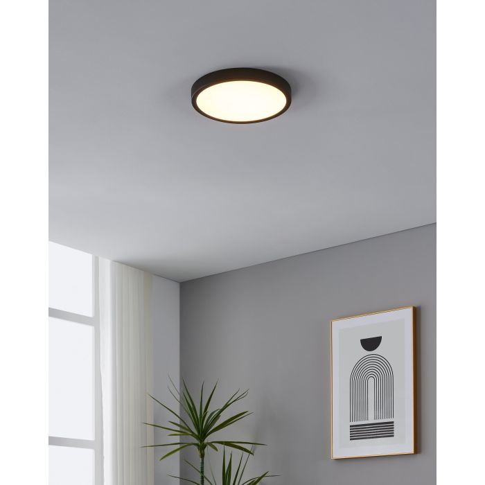 EgloFueva 5 LED opbouwarmatuur 285mm zwart + sensor 2400lm 3000K