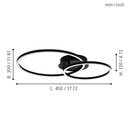 Eglo Palmaves 2 LED plafondlamp zwart/wit 1200lm 3000K