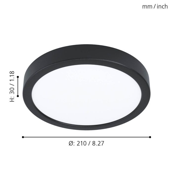 Eglo Fueva 5 LED opbouwarmatuur 210mm zwart dimbaar 1800lm 3000K