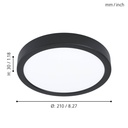 Eglo Fueva 5 LED opbouwarmatuur 210mm zwart dimbaar 1800lm 3000K