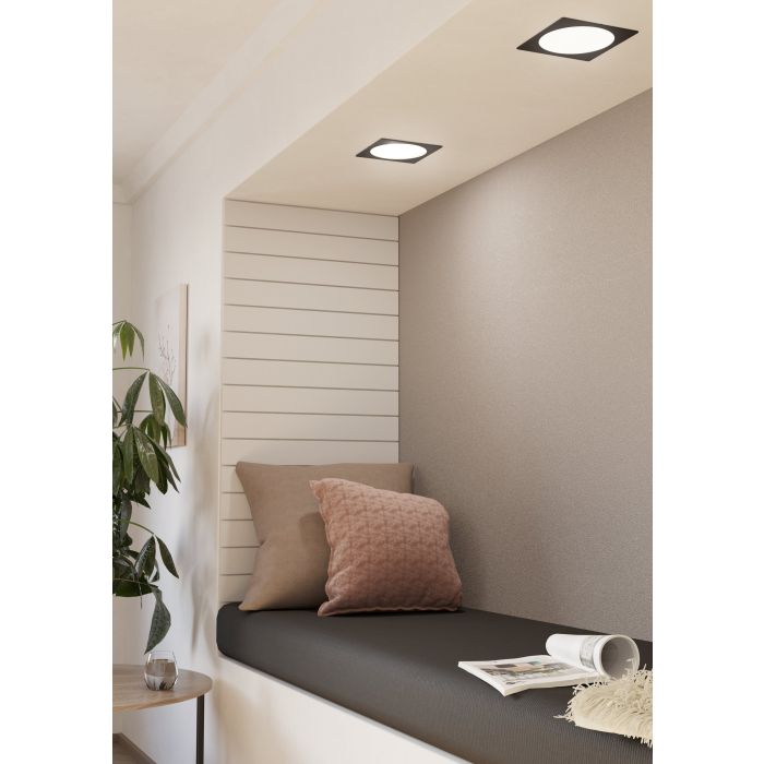 Eglo Fueva 5 LED vierkante inbouwspot zwart 166x166 4000K