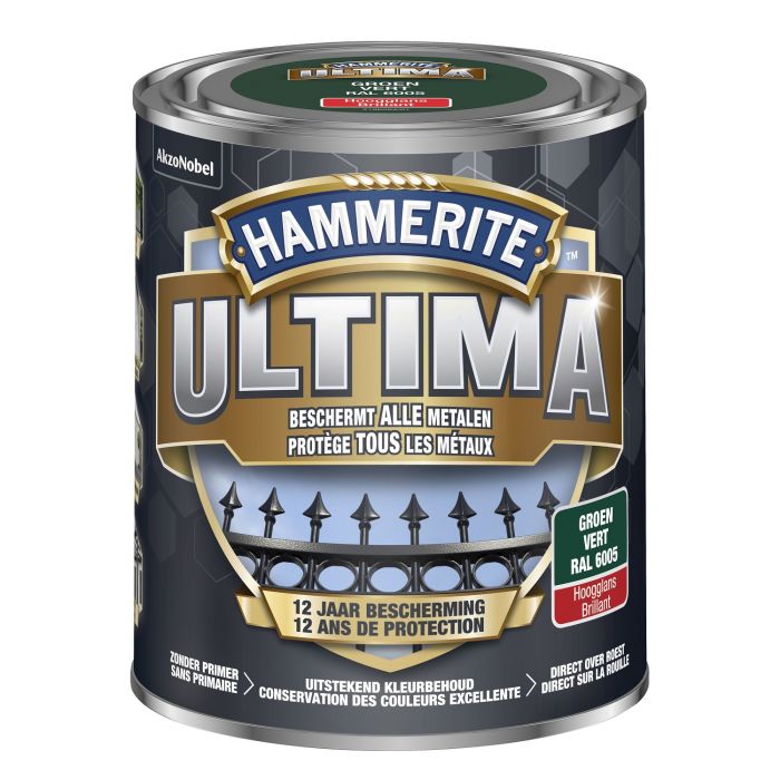 Hammerite ultima hoogglans groen / 6005 750ml