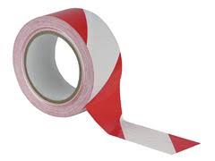 Waarschuwingstape rood/wit 80mmx100M