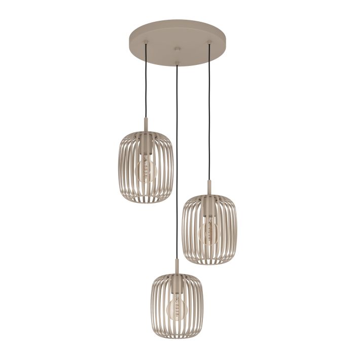 Eglo Romazinna hanglamp rond 3xE27 Ø46 x H110cm staal/zandkleur