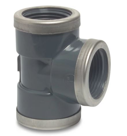 Druk PVC T-stuk 5/4 - 90° met verstevingsring