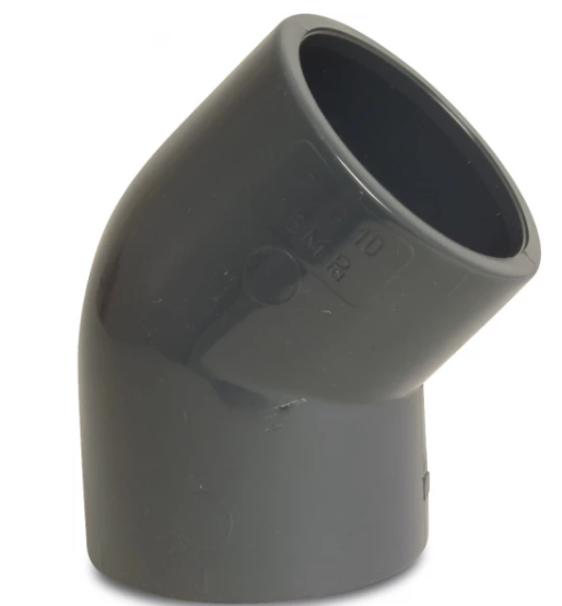 Druk PVC bocht 40mm - 45°