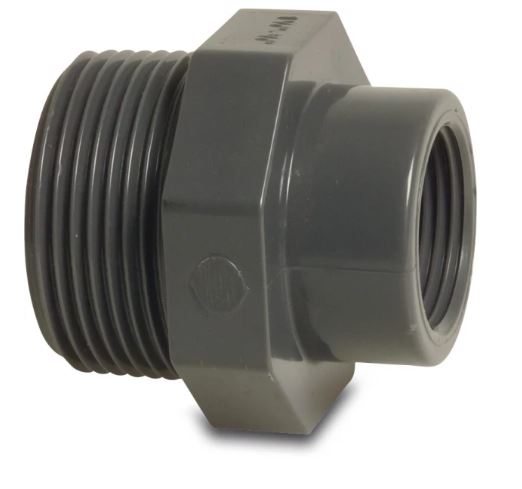 Druk PVC verloopstuk 1/2 x 3/4 MF