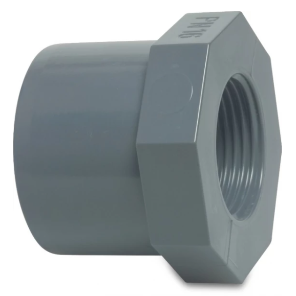 Druk PVC verloopring 50mm x 4/4 F