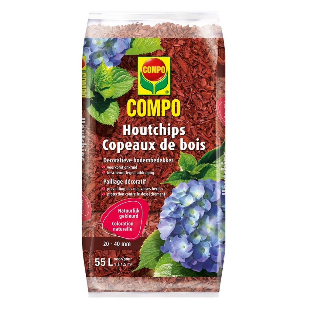 Compo houtchips rood 55L