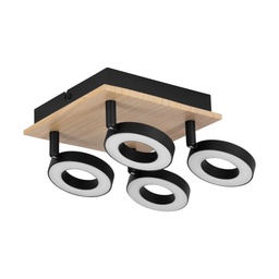 [94771] Eglo Rieveles opbouwspot 4x4,2W hout/zwart